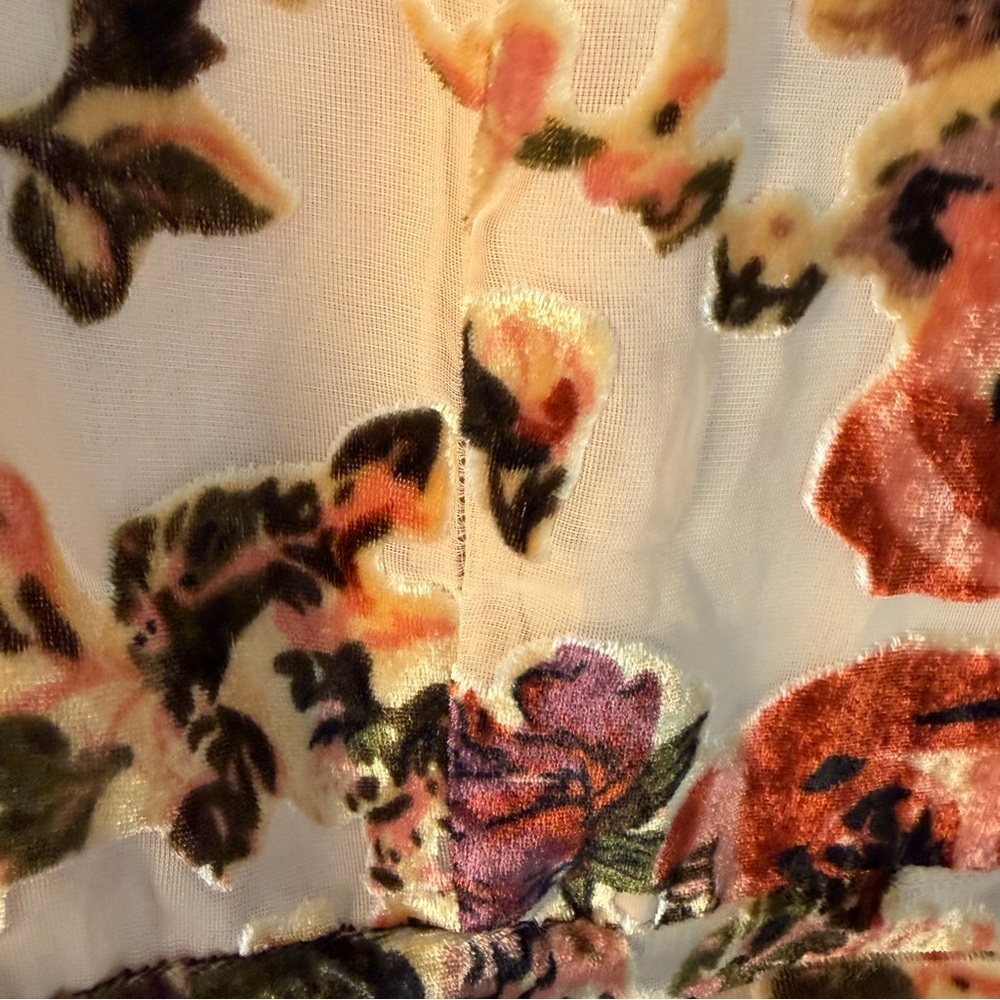 BHLDN Anthro Blush Velvet Burnout Floral Wrap Midi Dress Wedding Bridesmaid MED - Picture 11 of 12